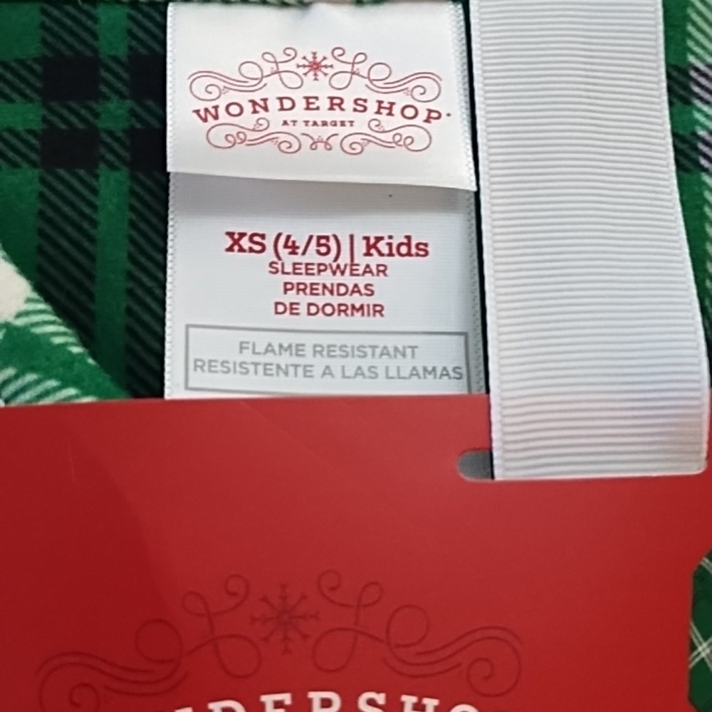 Wondershop Green Plaid Kids Pajama Set - Picture 3 of 3